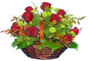 Basket with red roses