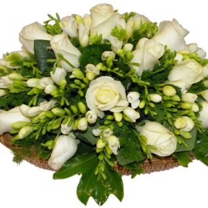 Serene White Floral Sympathy Centerpiece